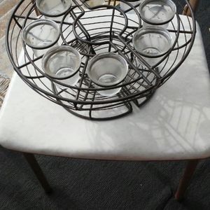 VINTAGE TEAL LIGHT CANDLE HOLDER.